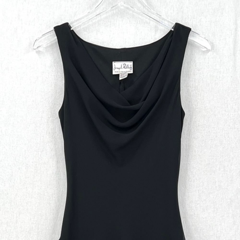 JOSEPH RIBKOFF Vintage Cowl Neck Ruffle Dress Womens 4 Black Party Cocktail Y2K - Picture 8 of 15